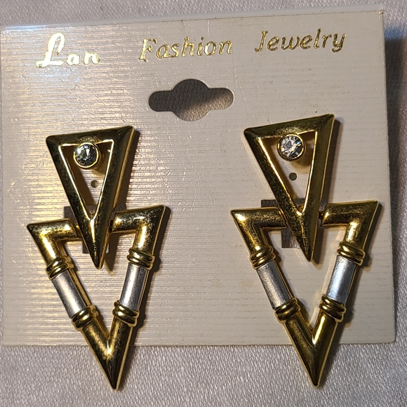 Silver gold crystal earrings for pierced ears - Picture 1 of 2